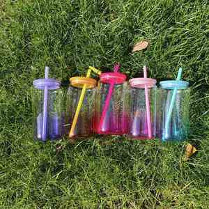 Vasos de Cerveza Acrílicos con Forma Infantil, Degradado de Color, 16 oz, con Tapas de PP para Envolturas UV DTF - Product Image 2