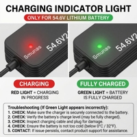 Cargador de Batería de 53.6V 54.6V 2A 2.3A con Certificación UL CE para Segway Ninebot XIAOMI Kukirin Super 73 Escooter Ebike, Batería de Litio de 48V