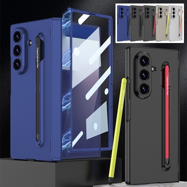 Luxury Matte PC Hinge protection Pen Slot Hard case for Samsung Galaxy Z Fold7 5G With Tempered Glass