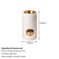 BECORA Brûleur d'huile essentielle en marbre Réchauffeur de cire fondue et diffuseur d'aromathérapie avec fondant à parfum pour décor de chambre à coucher à la maison