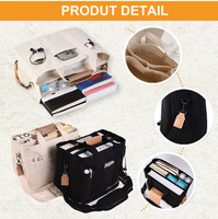Sac fourre-tout en coton uni avec logo personnalisé, plusieurs poches, écologique, réutilisable pour les courses et l'usage quotidien