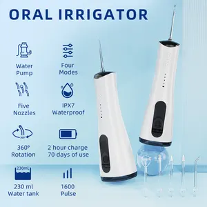 구강 세척기 IPX7 방수 충전 무선 전기 휴대용 제트 치아 클리너 입 300ml 실외 사용을위한 대용량