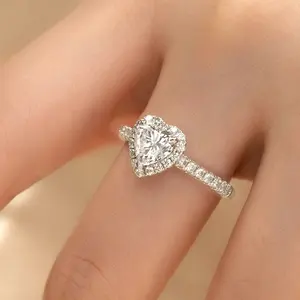 Anello in oro bianco con taglio a cuore anello con diamante creato in laboratorio 18 carati anello di fidanzamento donna da 1ct