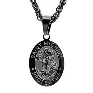 Collana in Acciaio Inossidabile San Michele Protettore Medaglia Ovale Cattolica di San Michele Arcangelo Regalo per Donne Uomini Ragazzi - Product Image 2
