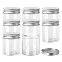 Conteneurs de stockage alimentaire transparents en plastique pour gâteaux, bonbons et animaux de compagnie, avec couvercle en aluminium argenté, 200 ml, 250 ml, 300 ml, 400 ml, 500 ml, 600 ml, 800 ml