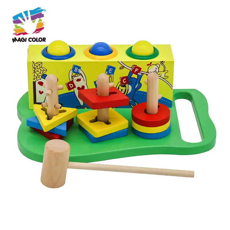 गर्म बेच बच्चों सीखने खिलौने multifunctional खिलौने लकड़ी के ब्लॉक और हथौड़ा खिलौने W12D244