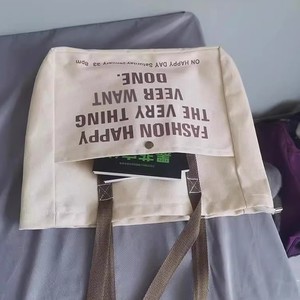 2025 Hot Sale Original Large Capacity Custom Logo Letter Cotton <b>Canvas</b> <b>Tote</b> <b>Bag</b> with Pocket Zipper - Product Image 6