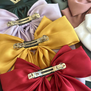 Accessori per capelli moda donna all'ingrosso LRTOU con fiocco a nastro lungo forcine a farfalla tinta unita con fiocco floccato fermagli per capelli - Product Image 4