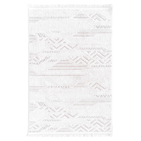 Tapis d'intérieur tissé Levini beige géométrique en mélange polyester/coton, 8 mm, lavable, texturé, moderne, scandinave, adapté aux animaux domestiques