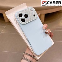 Casing HP iPhone 13-17 Minimalis Warna Solid Pelindung Lensa TPU, Grosir, Bertabur Berlian, Proteksi Penuh