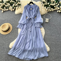 Robe décontractée élégante pour femme, rouge, coupe trapèze, manches longues, taille haute, ceinturée, avec décorations en strass, pour les fêtes et le quotidien