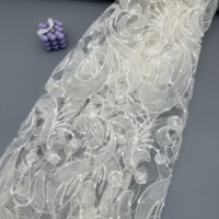 Nouveau tissu en maille polyester élasthanne brodé 3D, dentelle tulle pour robe de mariée, robe de soirée, accessoires pour cheveux et rideaux
