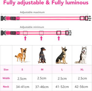Collier pour chien LED rechargeable par USB réglable solide rose moyen collier de sécurité lumineux en <span class=keywords><strong>nylon</strong></span> pour chiens de taille moyenne moderne - Product Image 6