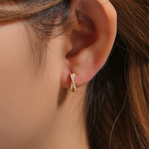CANNER Trendy 925 Sterling Silver Jewelry Zircon Huggies <b>Earrings</b> 18k Gold Plated <b>Women</b> <b>Small</b> Hoop <b>Earrings</b> Set - Product Image 5