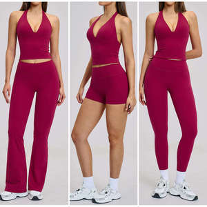 Ensemble <span class=keywords><strong>de</strong></span> <span class=keywords><strong>sport</strong></span> pour <span class=keywords><strong>femme</strong></span> en forme <span class=keywords><strong>de</strong></span> V, dos évidé, luxueux et élégant, haute extensibilité, pour yoga et fitness - Product Image 3