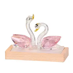 Honor Of Crystal Customized Romantic Handmade Ornament K9 Crystal Glass Swan For Gift