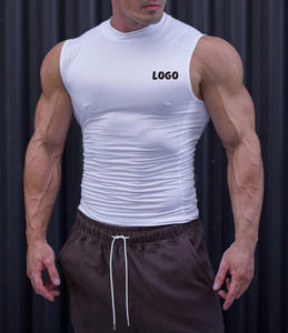男性用圧縮ジムストリンガータンクトップ,高襟ポリエステルスパンデックスフィットネススポーツノースリーブトップ - Product Image 6