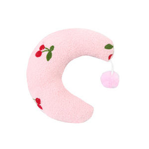 Plush Crescent <b>Pillow</b> For Cats Terry Cloth With Pom Pom Decorative Pet Headrest Soft Cushion Toy For Kitten Sleep Comfort - Product Image 5