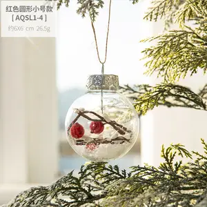 Оптовая продажа рождественские Висячие стеклянные украшения красный бисером Рождественский стеклянный шар