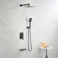 Ensemble de douche mural pour hôtel avec mitigeur à cartouche céramique et pommeau de douche pluie au plafond
