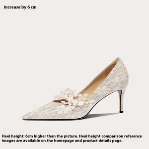Женские свадебные туфли на высоком каблуке, босоножки для невесты с противоскользящей подошвой, для лета, осени и весны - Product Image 5