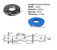 MasterACCT Bande de fixation pour sangle galvanisée à bord incurvé perforé de 30 pieds Clips de tension pour tube en métal Collier de serrage pour tuyau à trou unique