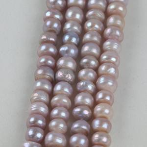 Collar de Perlas de Agua Dulce de Color Blanco y Morado Mezclado de 9-10 mm, Cuentas Planas, Material Semiterminado para Joyería DIY - Product Image 3