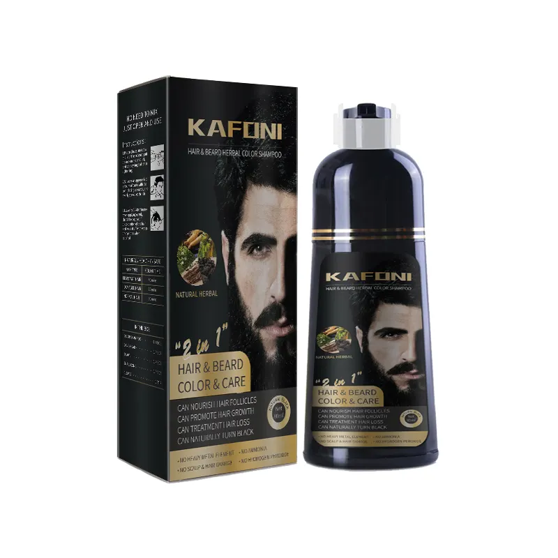 Natural Herbal Magic Permanent Dark Brown Black 400ml Hair Color Dye Shampoo For White Gray Hair