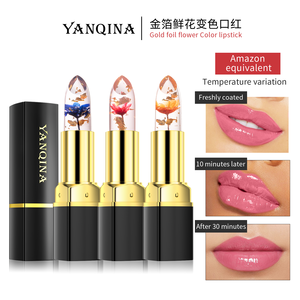 Lipstik jeli kristal tahan lama, Pelembab transparan menutrisi tahan air dengan stik bunga berubah warna - Product Image 4