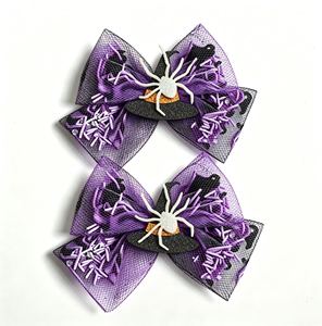 New Girls Halloween Deux Couches Chunky Glitter Hair Bow Clips avec Pumpkin Spider <span class=keywords><strong>Ghost</strong></span> - Product Image 1