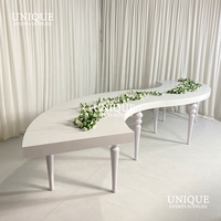 Großhandel Weiß Acryl platte Edelstahl Gold Gebogene Hochzeit Serpentine Tisch Luxus Doppel verwendungen Alle Weiß Runder Tisch