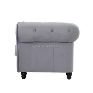 Chất lượng cao sang trọng duy nhất màu xám nhung chesterfield sofa đặt khách sạn nhà da đồ nội thất phòng khách phòng ngủ nhà trung tâm mua sắm