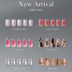 BTARTBOX Uñas Postizas de Gel Suave al por Mayor, Cortas, Almendradas, de Lujo, 3D, Rosa Ombre, Ojo de Gato, con Purpurina, Uñas Postizas a Presión - Product Image 4