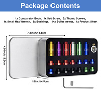 Kit de comparaison de calibre de précision avec 14 inserts de calibre et 6 embouts universels pour le rechargement de calibres .17-.45