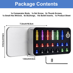 Kit de Comparación de Calibres de Precisión con 14 Insertos de Bala y 6 Bujes, Calibrador Universal de Espacio entre Cabezas para Recarga de Calibres .17-.45 - Product Image 2