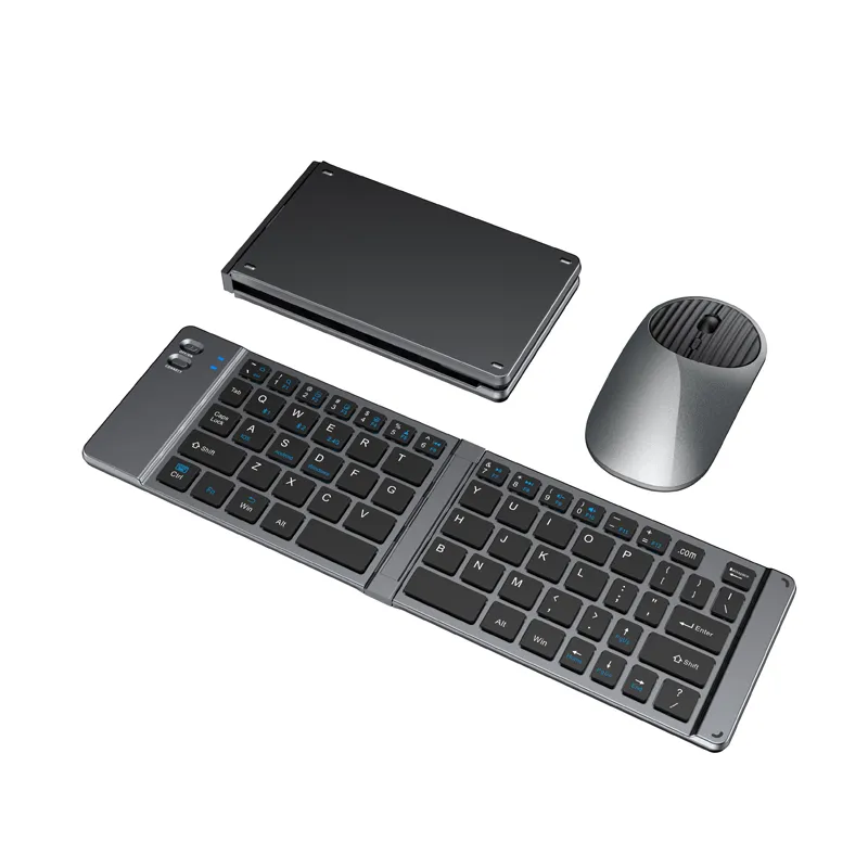 JOMAA Mini clavier portable pliable BT sans fil clavier rechargeable BT + souris sans fil 2.4G pour PC Windows IOS