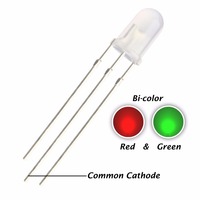 Diode LED Jstronic Bicolor 3mm 5mm 3 Broches Bi-couleur Anode/Cathode Commune Rouge Vert Bleu Jaune Blanc Lentille Diffuse Lampe LED
