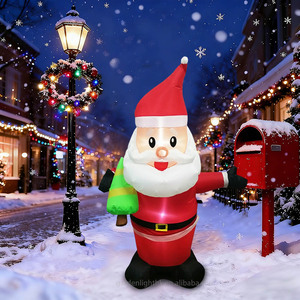 Small Indoor <b>Outdoor</b> Decorations Christmas Inflatable 4FT Santa Holding Tree Home Yard Lawn Decor for Festival Holiday Party - Product Image 4