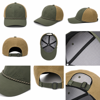 Casquette de baseball structurée à six panneaux en corde vintage et nylon mélangé pour le camping, la randonnée et l'aventure