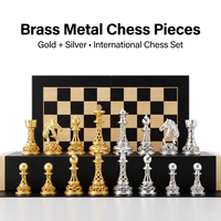 Jeu d'échecs en laiton sculpté creux de qualité supérieure, échiquier en bois pliable, jeu de table décoratif pour cadeau d'affaires ou décoration intérieure