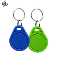 Étiquette de porte-clés de contrôle d'accès de proximité en gros 125KHz LF TK4100 T5577 / 13.56MHz F08 porte-clés RFID réinscriptible