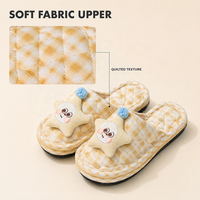 Pantoufles matelassées pour femmes, motif étoile brodée, à enfiler, pour intérieur, semelle antidérapante en EVA à pois, tailles 35 à 45