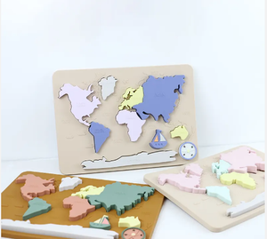 Silicone Bản Đồ Thế Giới Châu Lục Và Đại Dương Cá Nhân Câu Đố Bé Món Quà Montessori Giáo Dục Đồ Chơi Trẻ Mới Biết Đi Cảm Giác Hội Đồng Quản Trị - Product Image 1