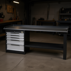 Mesa de trabajo FG 131/D2 con cajones y estante, mesa de taller metálica - Product Image 3