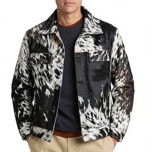 Veste en cuir de vachette sur mesure pour homme, en fourrure de vache véritable, veste bomber de luxe, vêtement d'extérieur en cuir véritable - Product Image 1