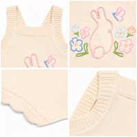 Combinaison bébé B-MUM 0-24 mois, adorable barboteuse sans manches à thème de Pâques, avec applique de lapin en relief 3D, barboteuse en tricot pour bébé