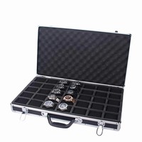 Casing koleksi jam tangan bingkai aluminium tahan air, wadah penyimpanan 35 jam tangan kapasitas besar dengan busa kustom