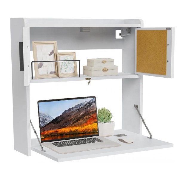 Space Saving Wall Mounted Desk Multifunctional Fold Down Laptop Computer Table Writing Workstation