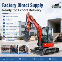 Mini Excavator LAWNIO Bertenaga Kuat, Kabin, Track Karet, Sistem Hidrolik, untuk Pekerjaan Pertanian dan Konstruksi, Mini Excavator Profesional