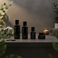 Botol Kemasan Kosmetik Serum Lotion Krim Mewah Silinder Kaca Hitam Modern Sederhana Set Tutup Sekrup Pompa Ramah Lingkungan
